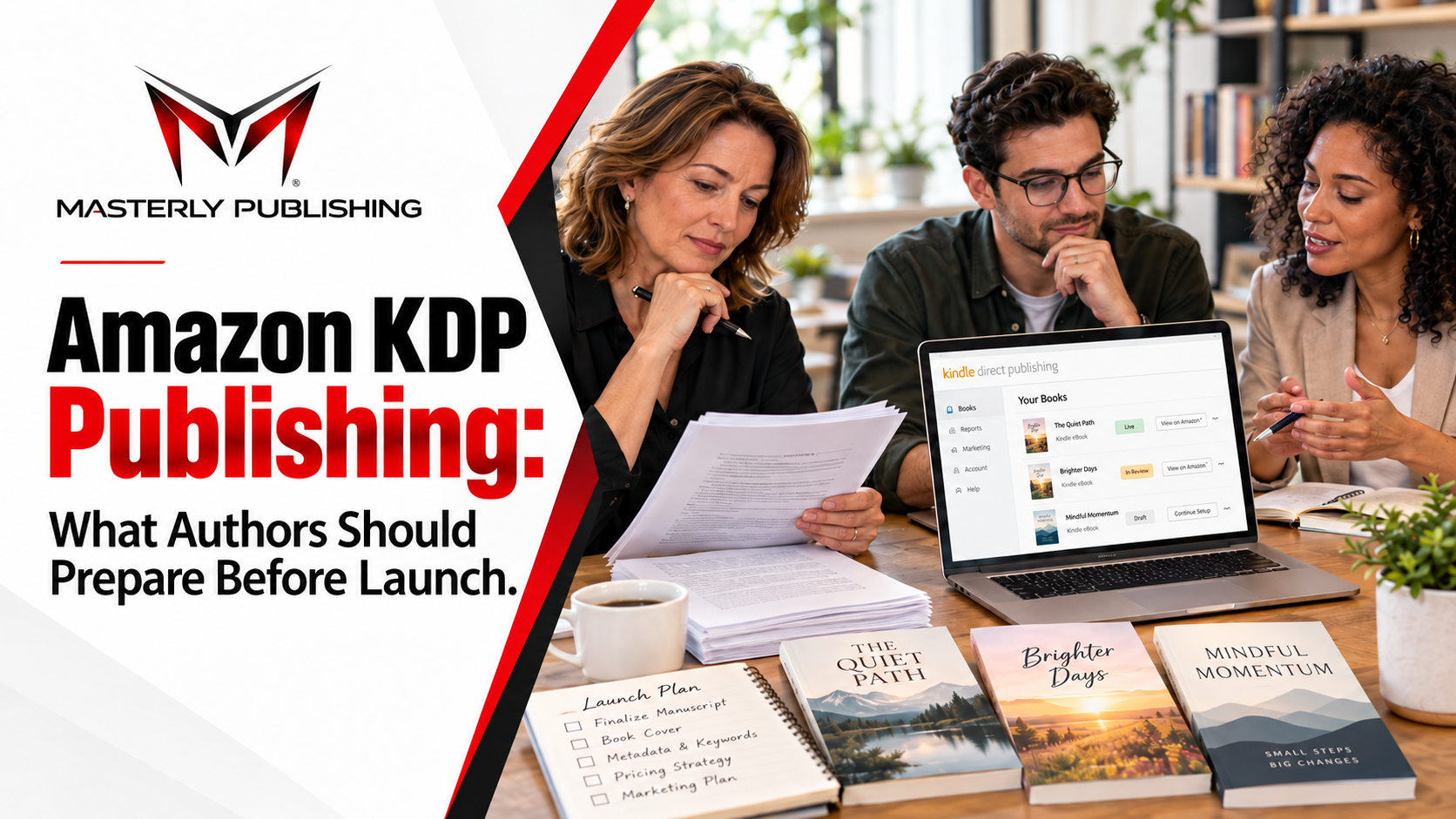 Amazon KDP publishing checklist for book preparation and launch.