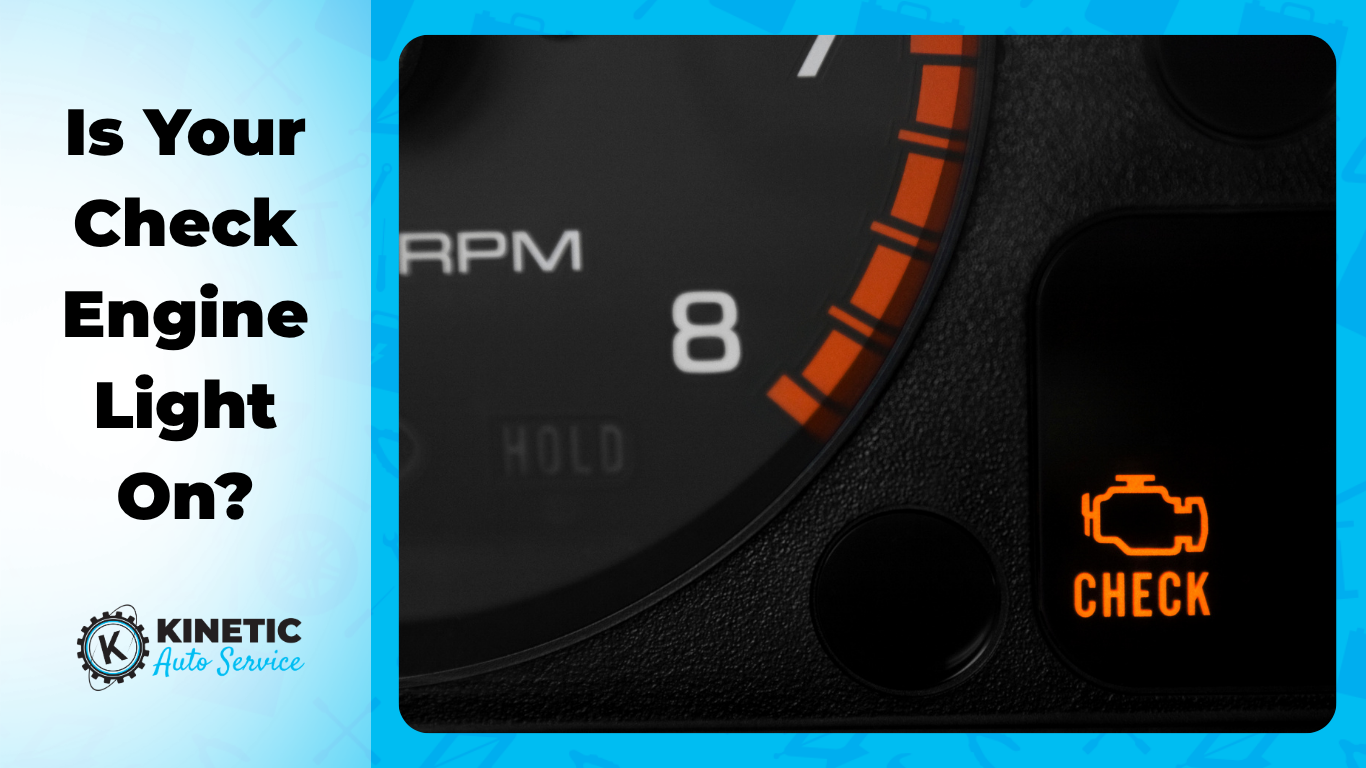 Check engine warning light illuminated on a vehicle dashboard