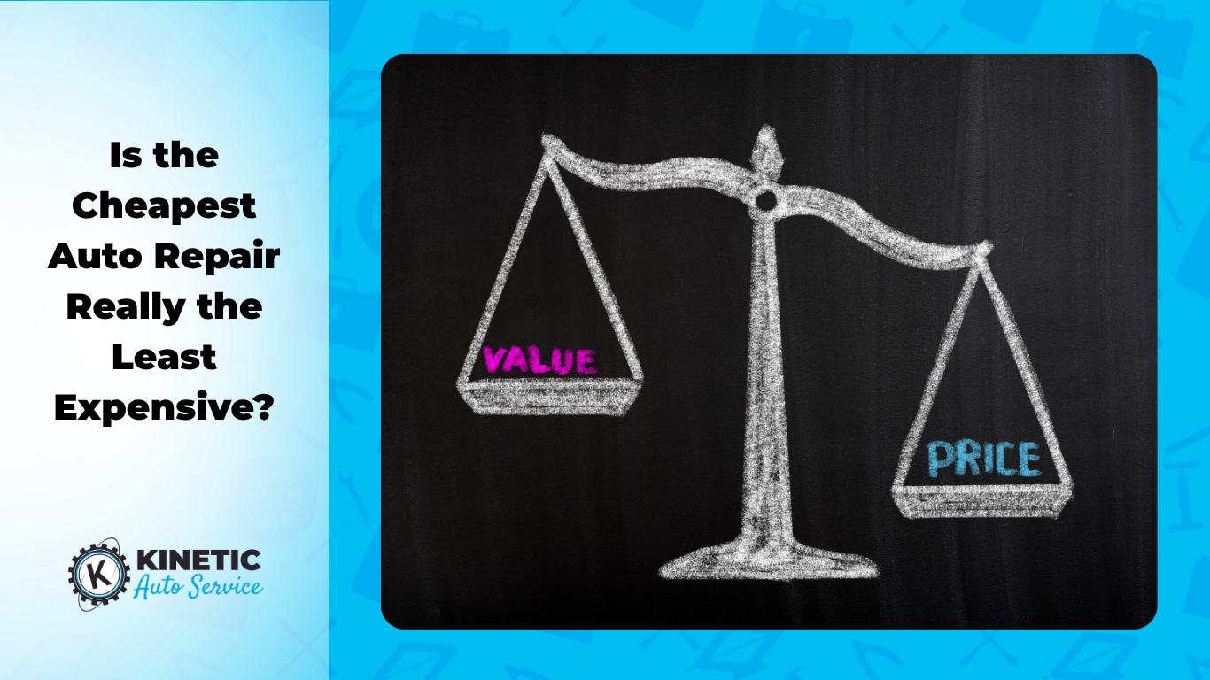 Balance scale comparing price and value when choosing automotive repair services