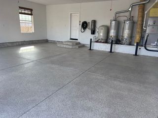 A concrete floor in a building under construction.