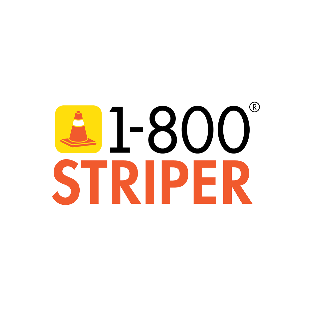 The 1-800 striper logo has a traffic cone on it.