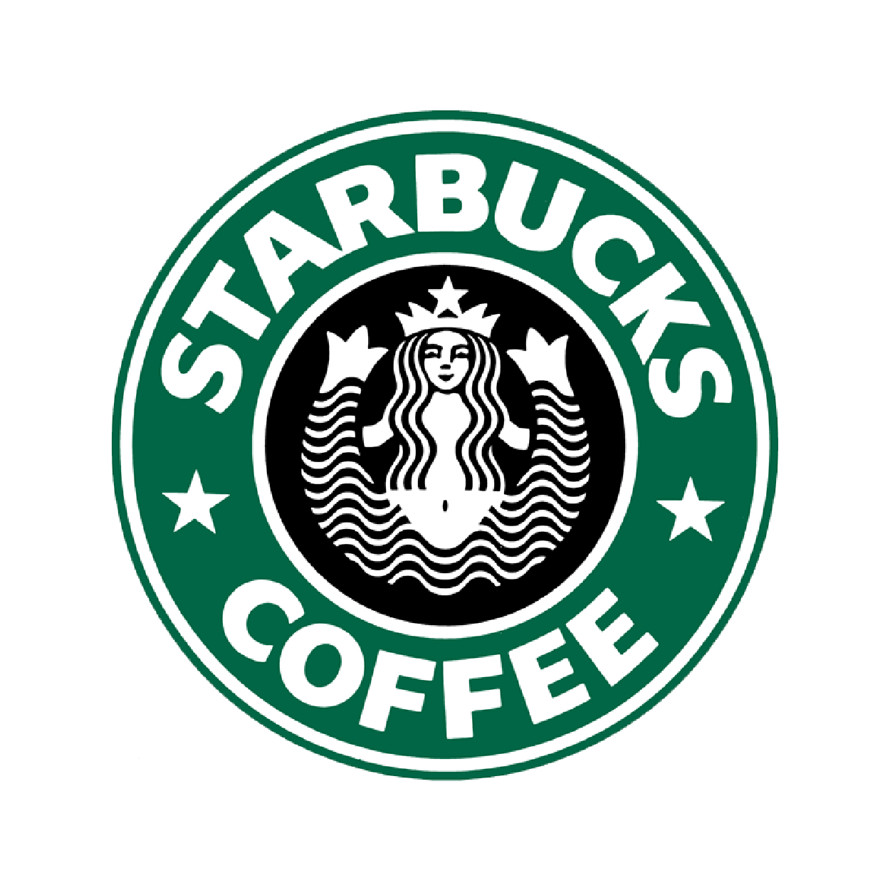 A starbucks coffee logo with a mermaid on it