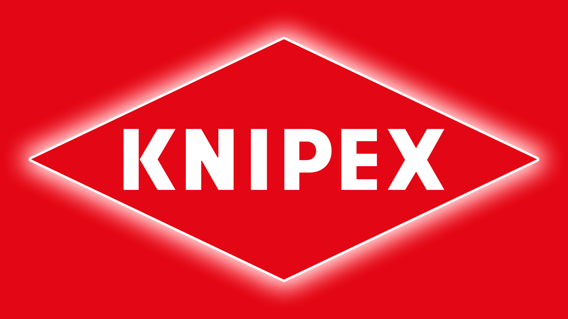 A red and white logo for knipex on a red background