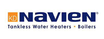 A logo for kd navien tankless water heaters and boilers
