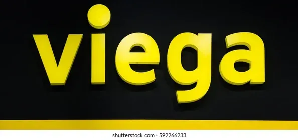 The word viega is written in yellow letters on a black background.