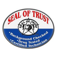 A seal of trust background checked drug tested certified technician patch