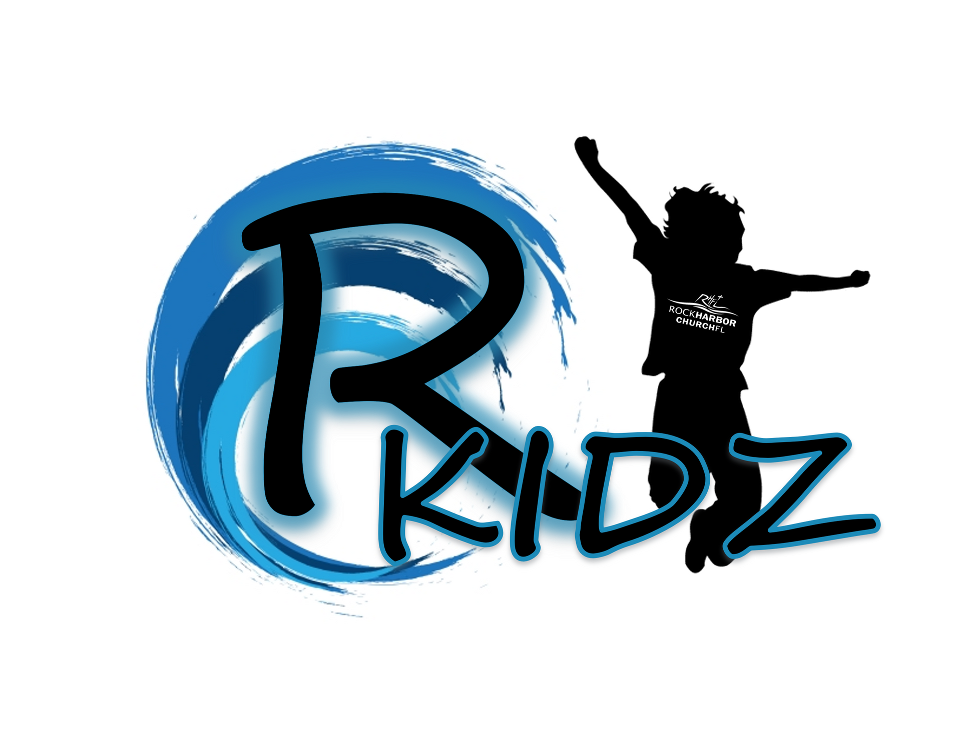 A logo for a company called kidz with a silhouette of a child