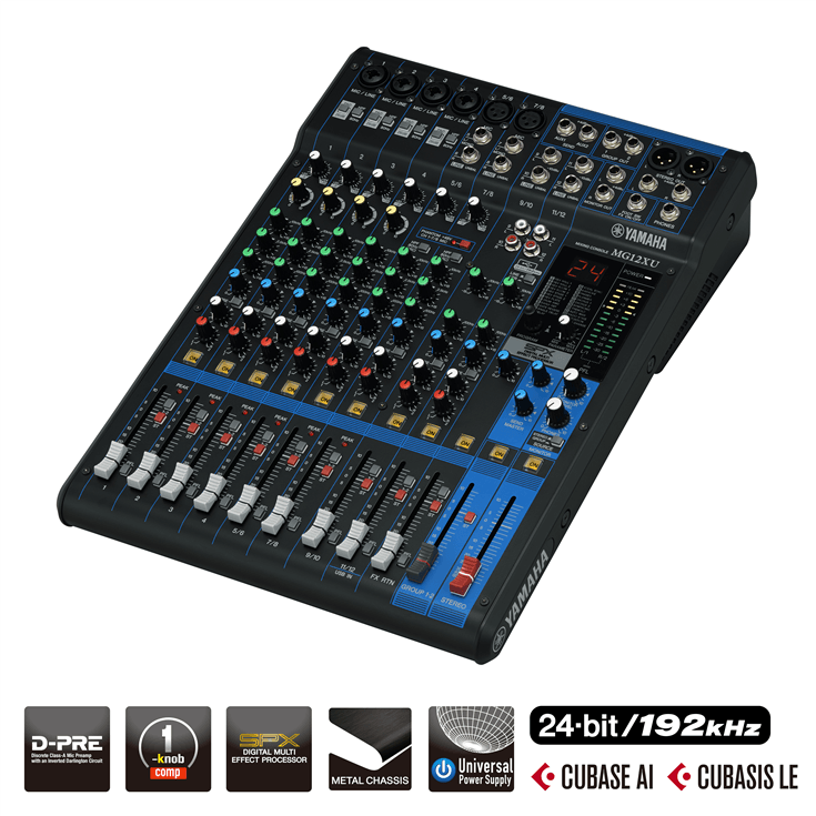 A yamaha 24 bit 192 khz mixer is shown on a white background