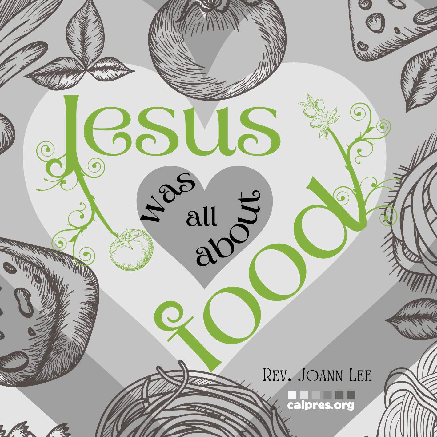 A gray heart with lime green illustrations of different types of heart. The quote text says 