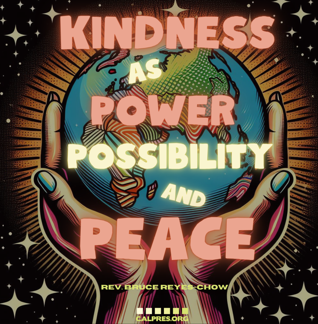 Two hands holding up a very colorful earth. There is a dark sky and several stars in the background. The text says