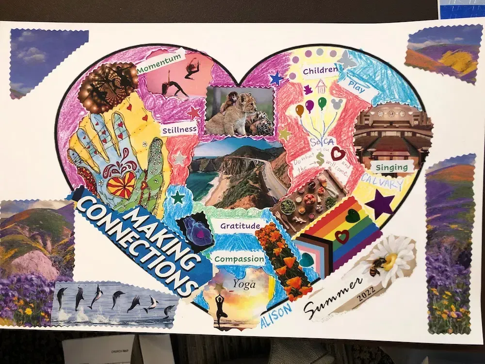 Heart collage with lots of words and inclusive messaging