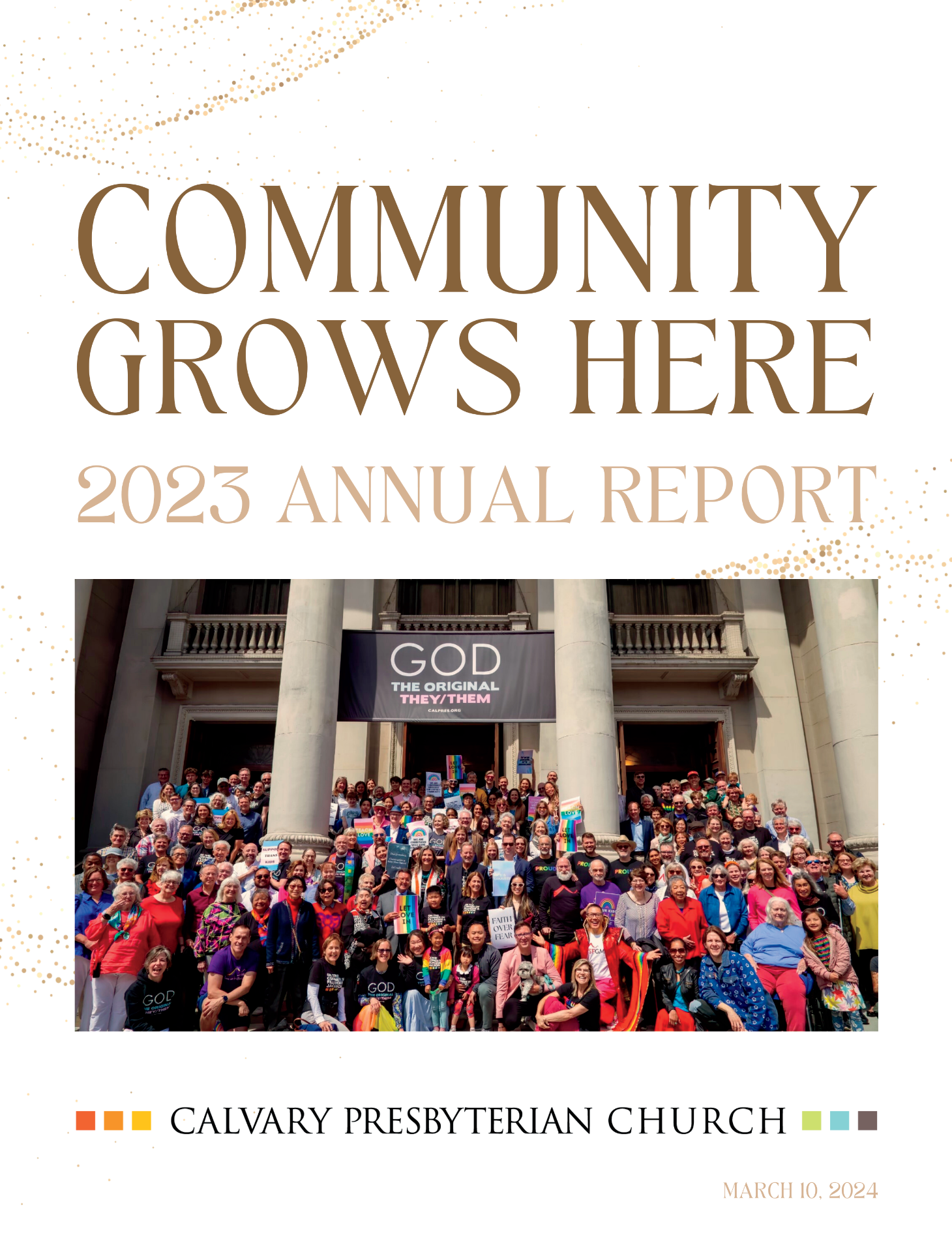 Community Grows Here - Picture of 200+ person congregation gathered on Calvary Steps 