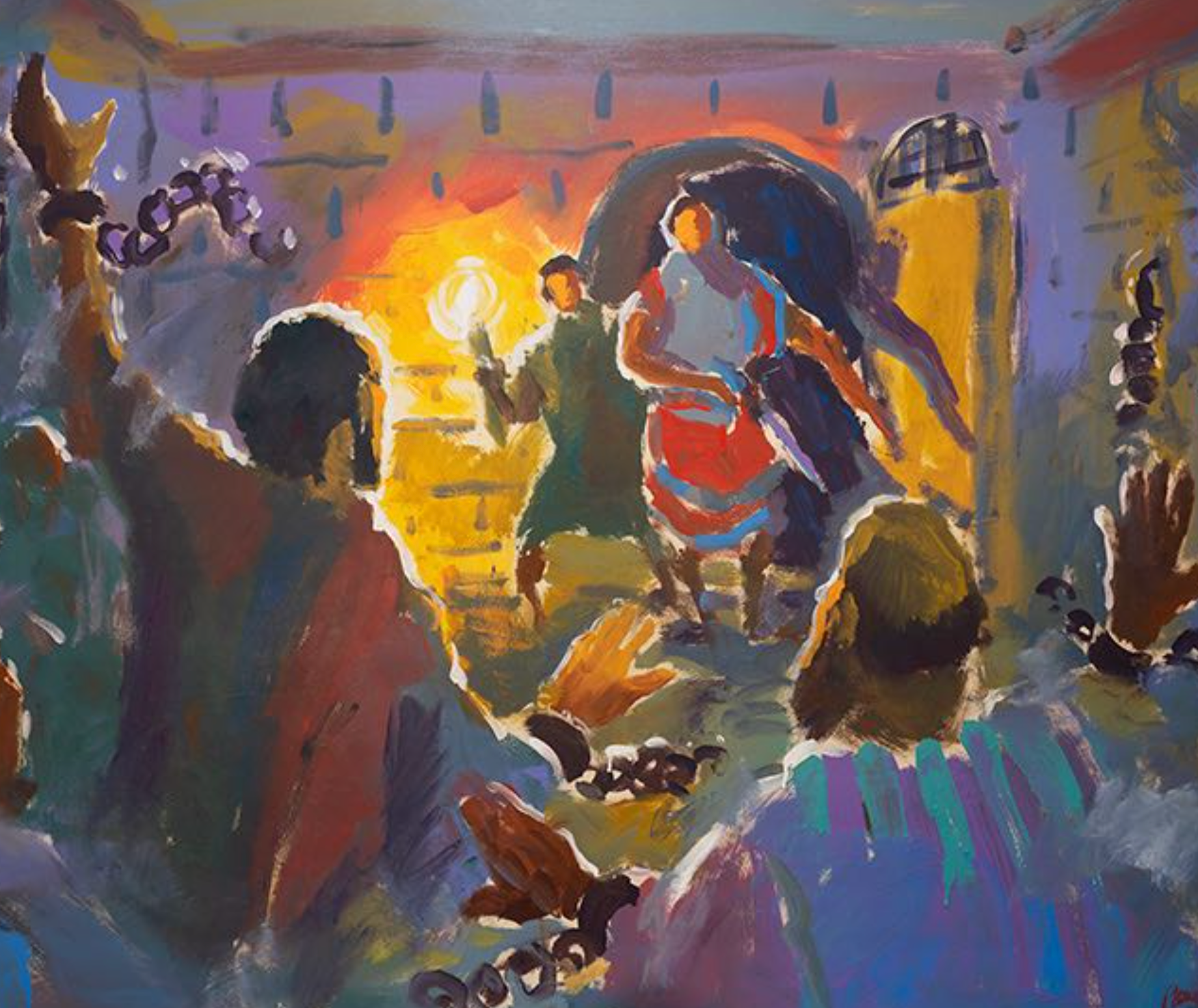 A colorful scene of Paul & Silas' prison encounter - © Paul Oman Fine Art