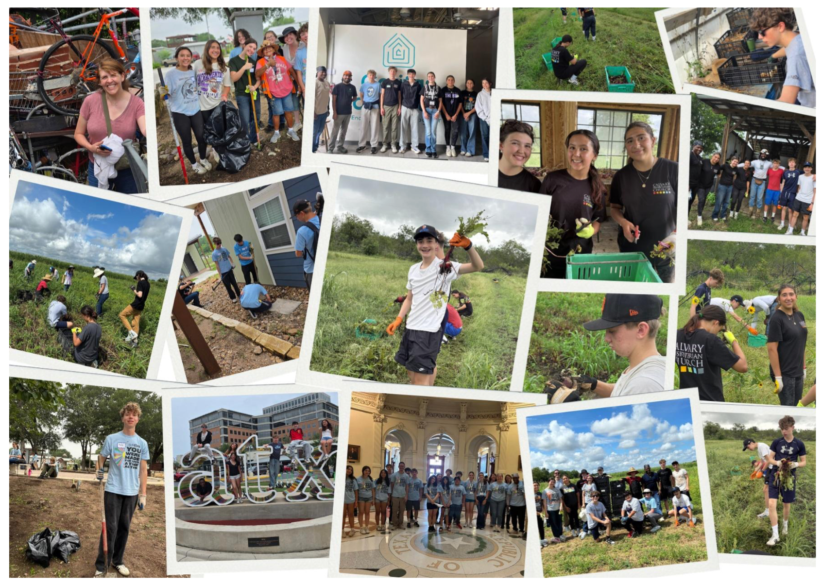 A bunch of images of the youth at their Mission Trip to Austin, TX this past summer
