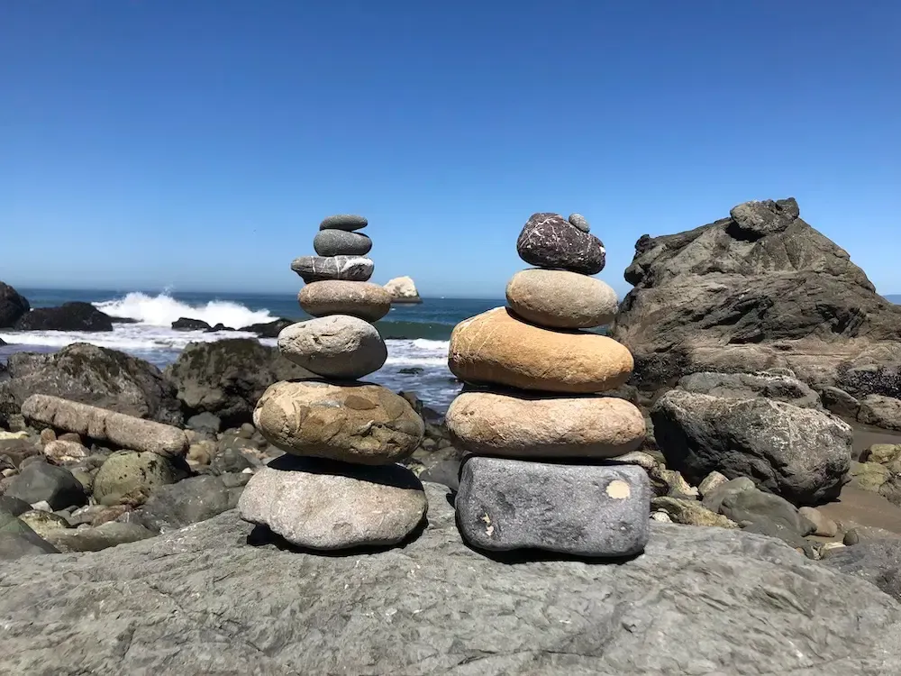 Stacked Stones on a Beach