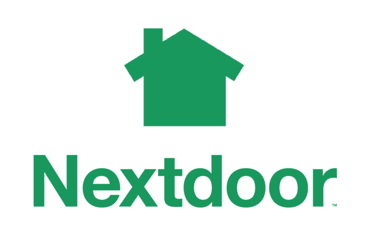 Green Nextdoor logo with a house icon above the word “Nextdoor”