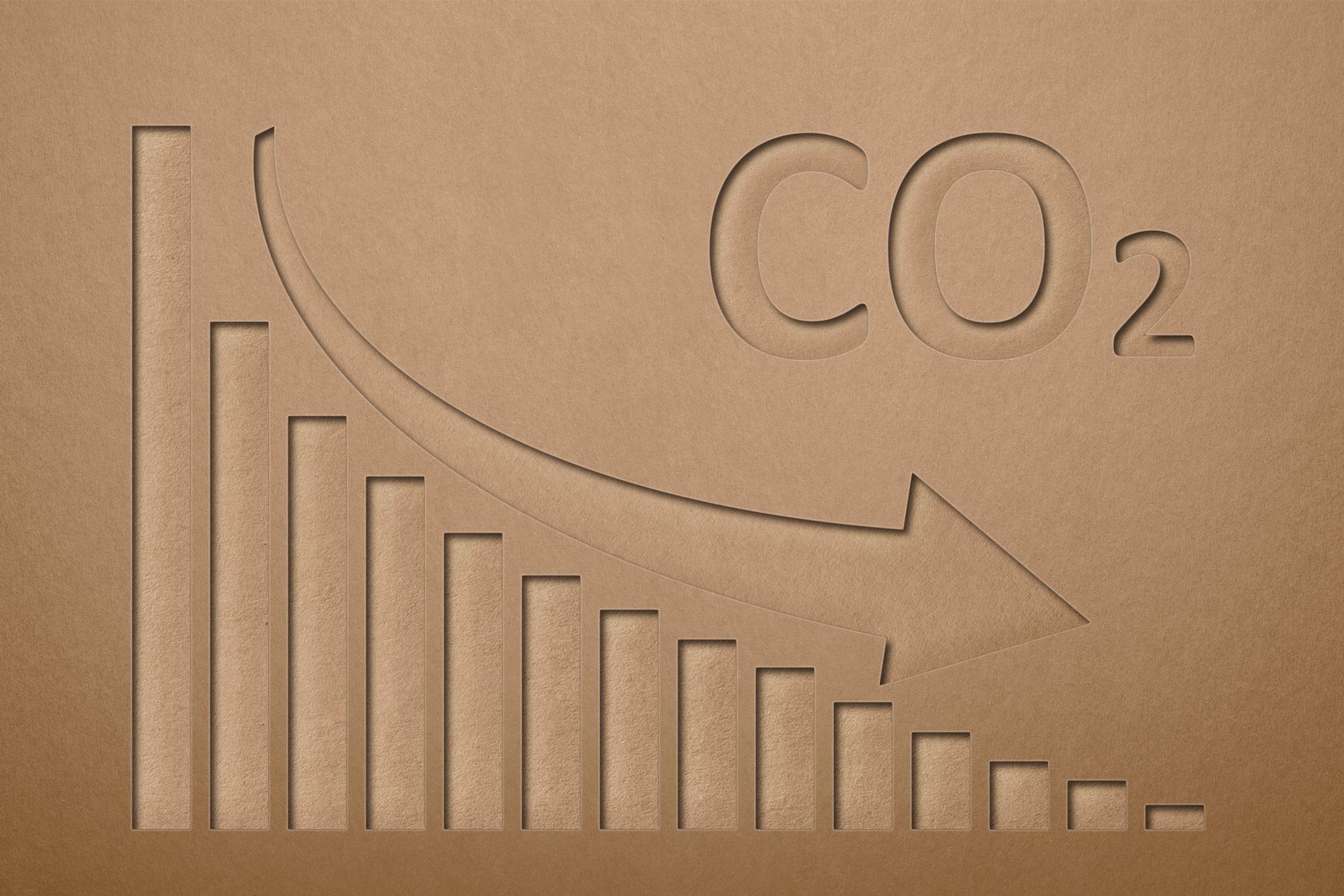 Ein Diagramm mit dem Wort Co2 und einem nach unten zeigenden Pfeil