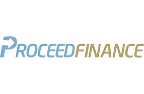 PROCEEDFINANCE logo in blue and gold text on a white background