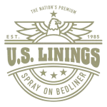 The logo for u.s. lining spray on bedliner has an eagle on it.