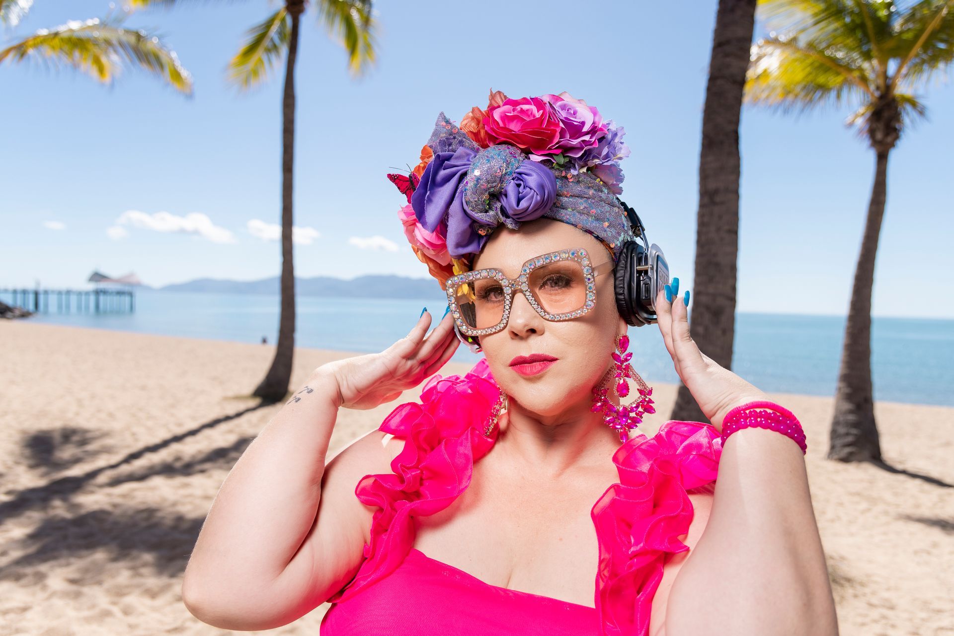 Flamboyant dancer with head phones — Global Dance Collective In West End, QLD