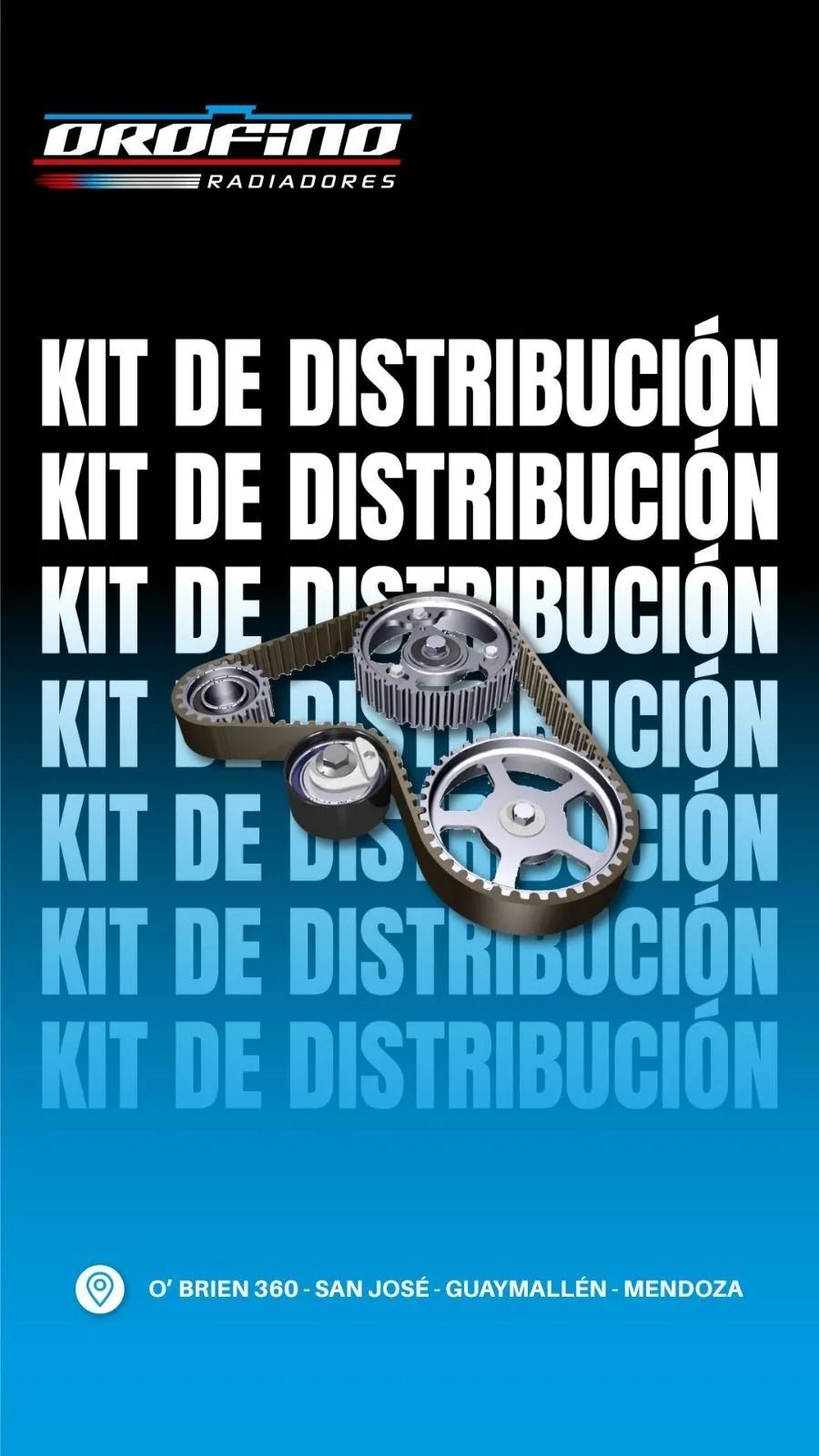 Póster promocional de un kit de cronometraje, con el texto en negrita blanco “KIT DE DISTRIBUCIÓN”