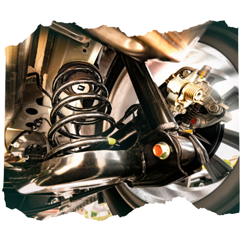 A close up of a shock absorber on a car.