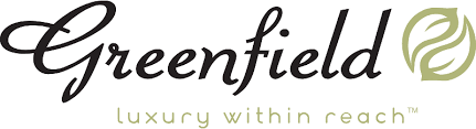 Greenfield logo with leaf icon and slogan “Luxury within each”