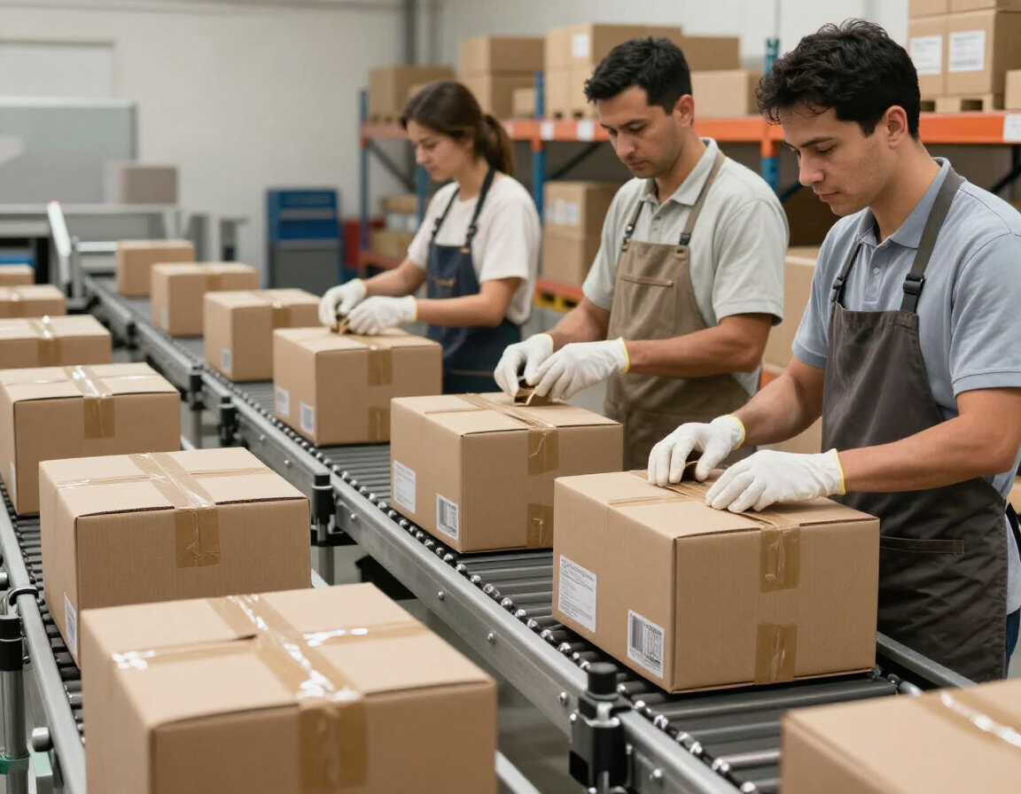 Kits de alimentação em galpão de distribuição