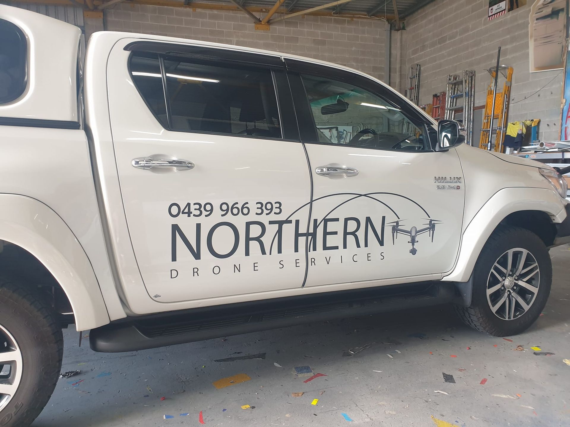 White pickup truck with 