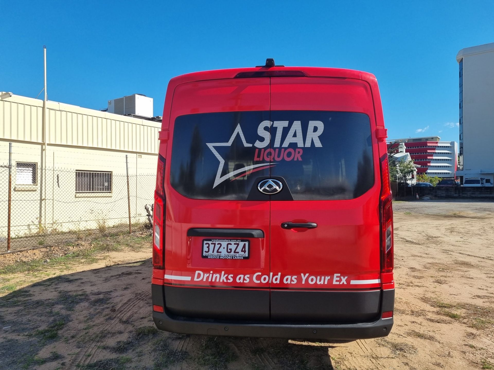 Red Star Liquor van with logo, 