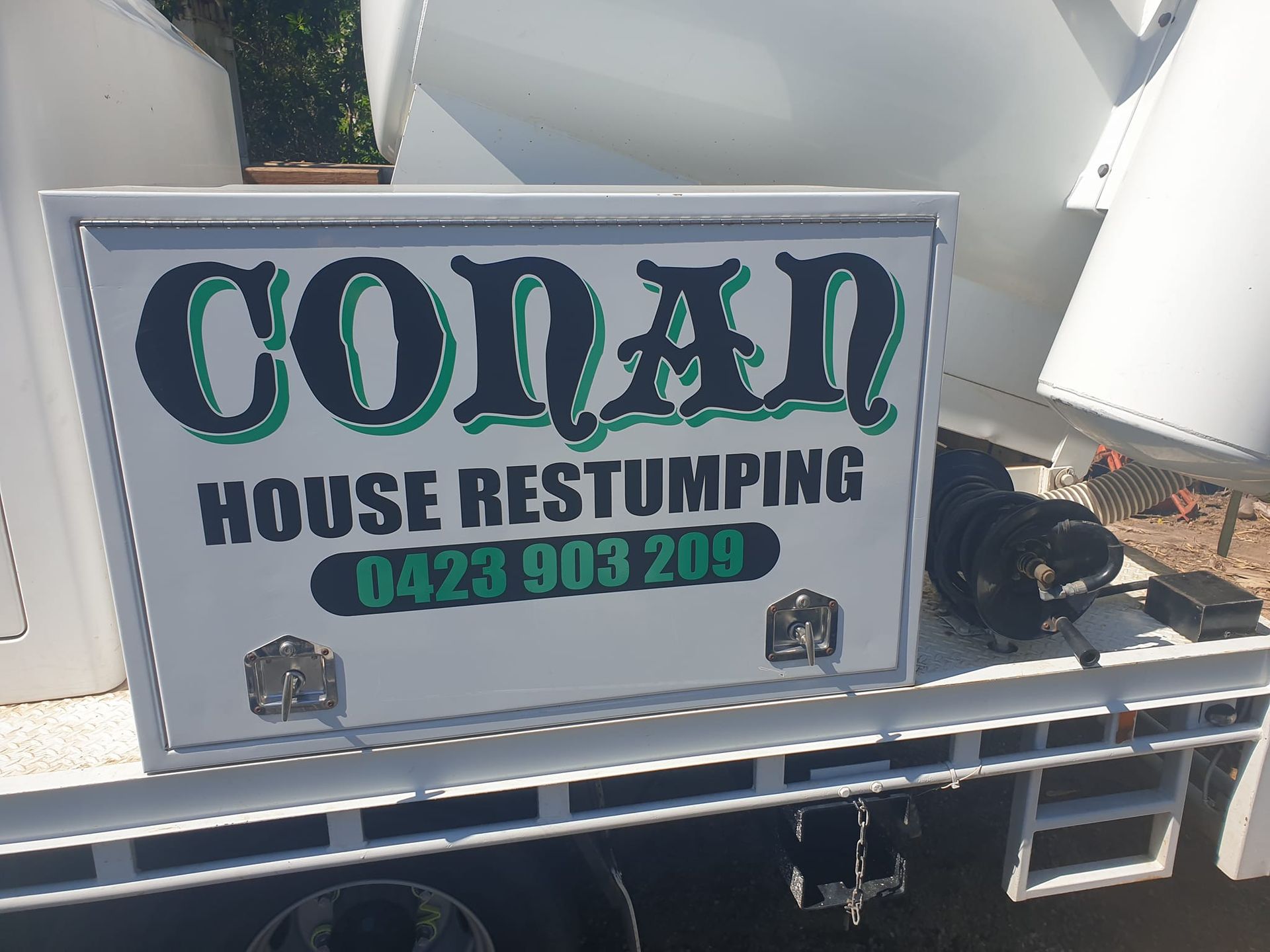 White truck cabinet with 