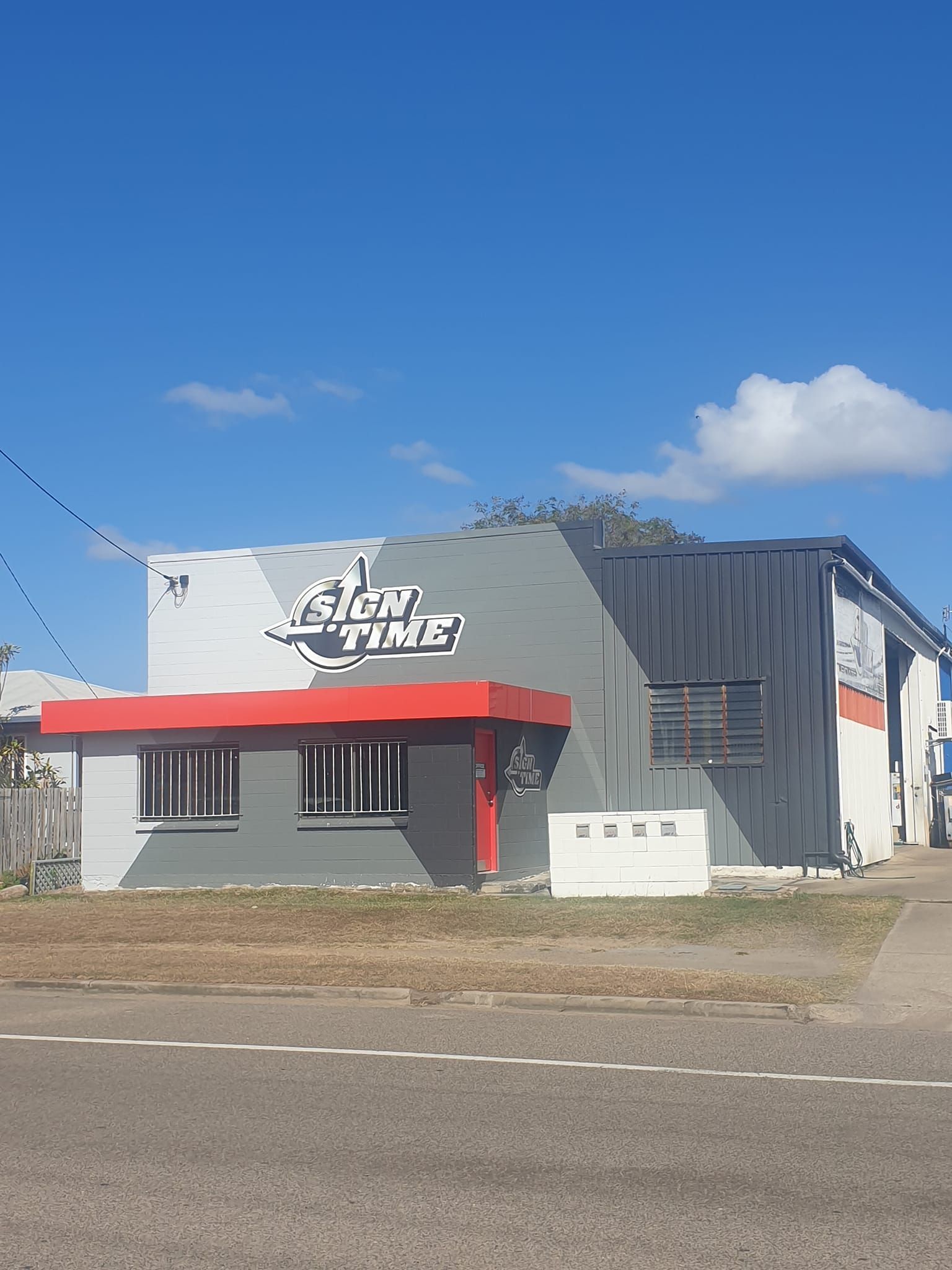 Gray and black building with 