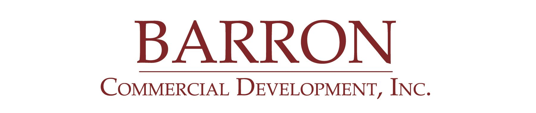 Barron Commercial Development, Inc. logo in maroon text on a white background