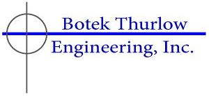 Botek Thurlow Engineering, Inc. logo with blue text and a gray crosshair graphic