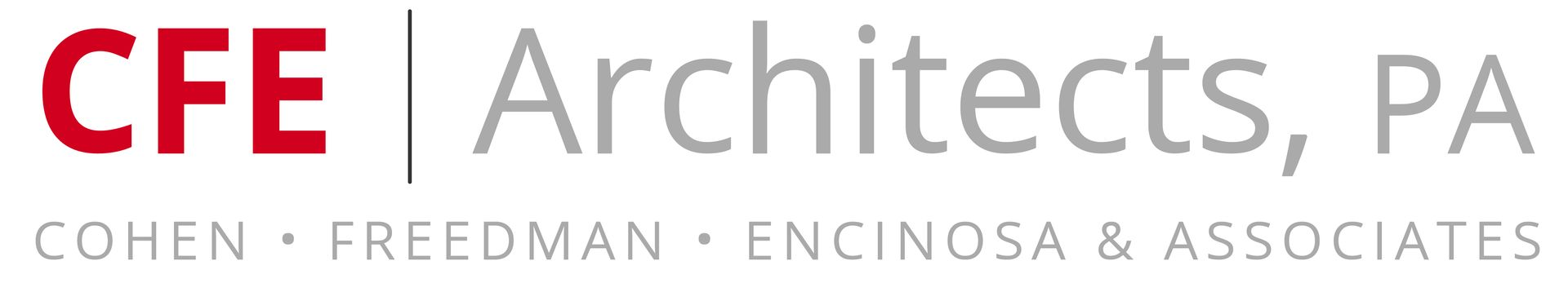 CFE Architects, PA logo in red and gray with tagline Cohen • Freedman • Encinosa & Associates