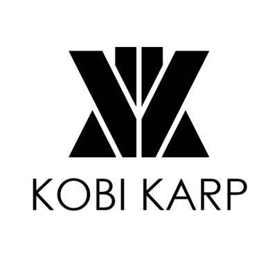 KOBI KARP logo in black with geometric K icon above the brand name