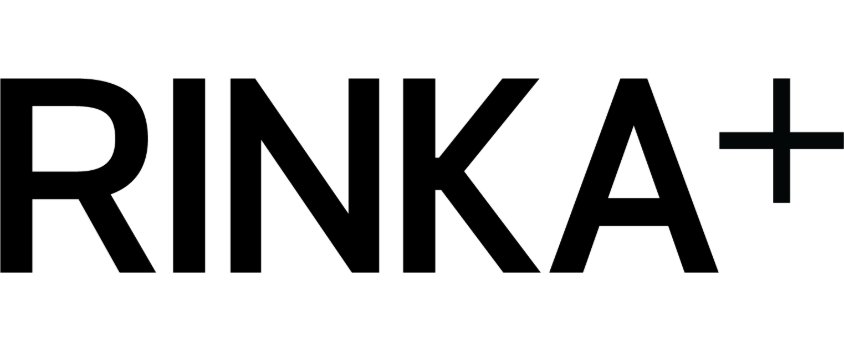 Black RINKA+ logo text on a white background