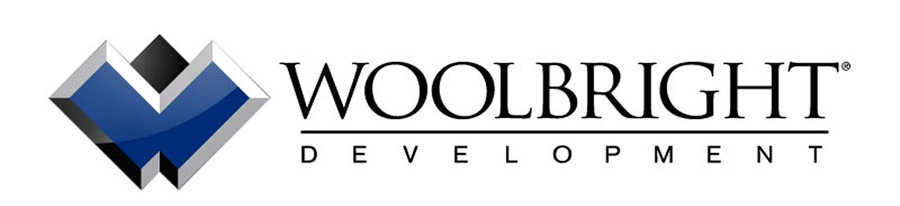 Woolbright Development logo with blue geometric emblem and black text on a white background