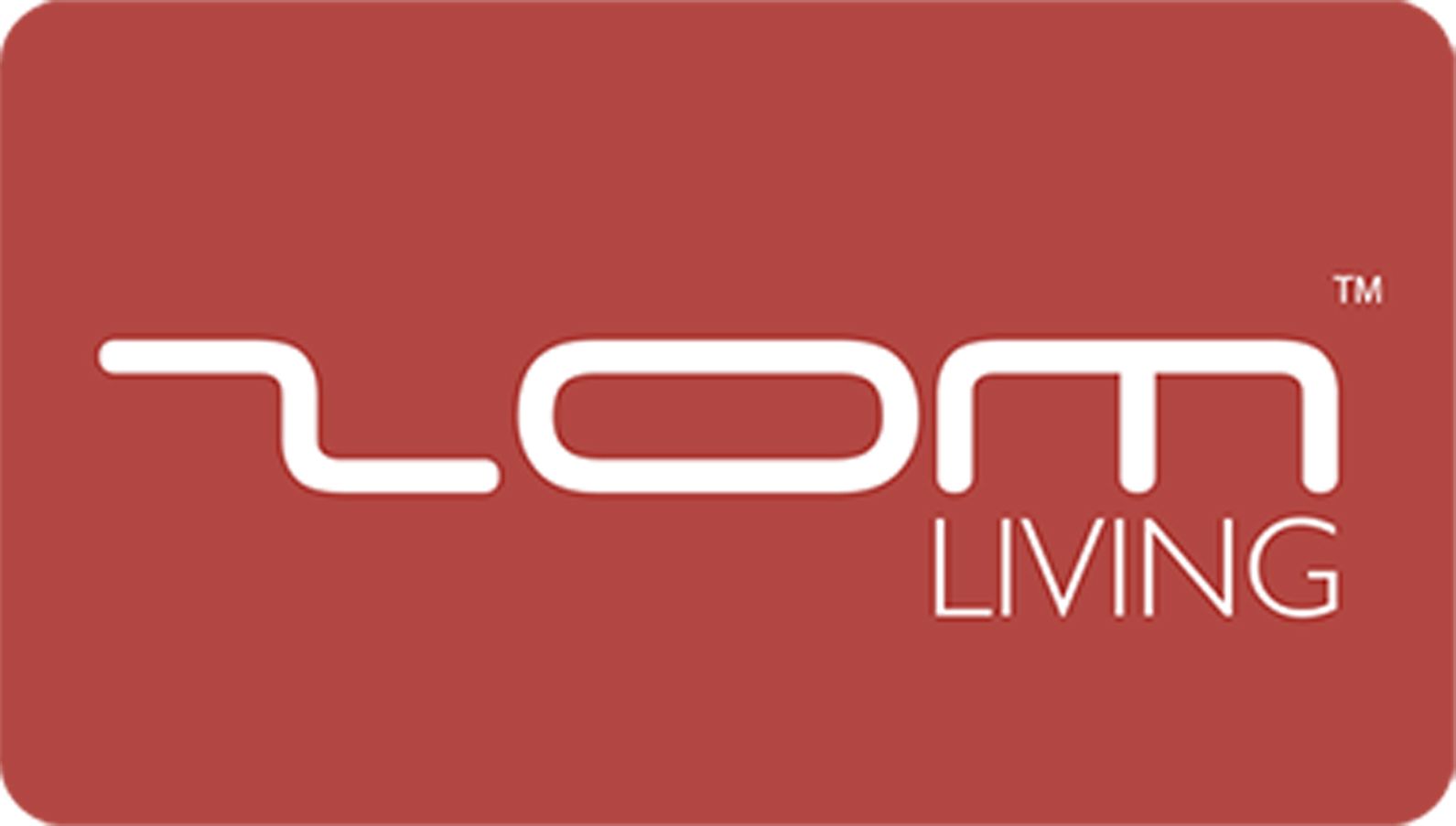 Red rounded-rectangle logo with white “Lom Living” text.