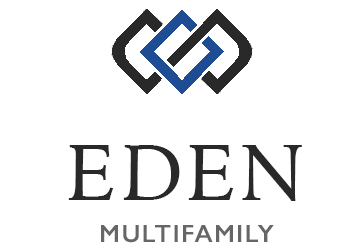 EDEN Multifamily logo with black and blue geometric icon above the company name.