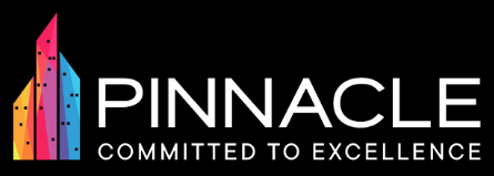 Pinnacle logo with a colorful city skyline icon and the tagline “Committed to Excellence”