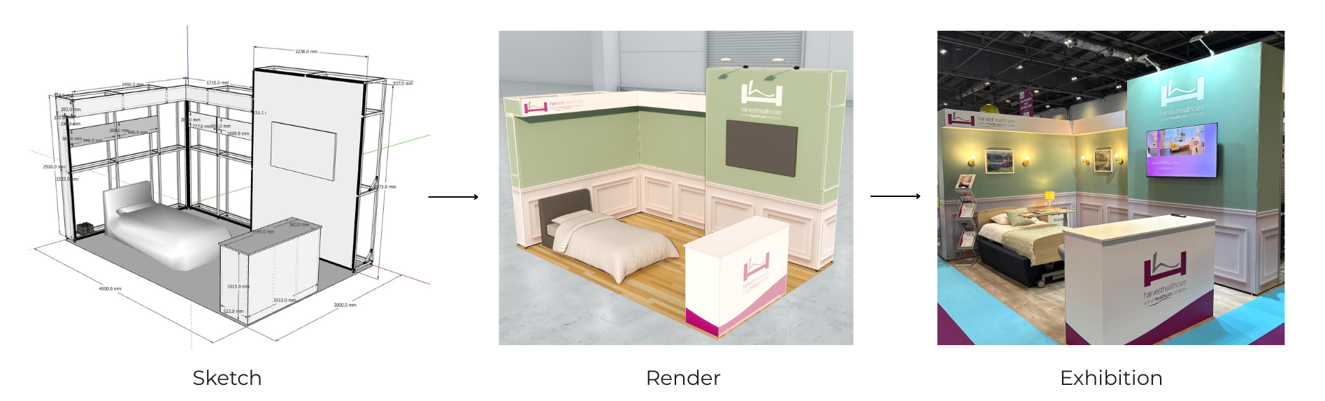 Modular exhibition stands with installation and dismantle services
