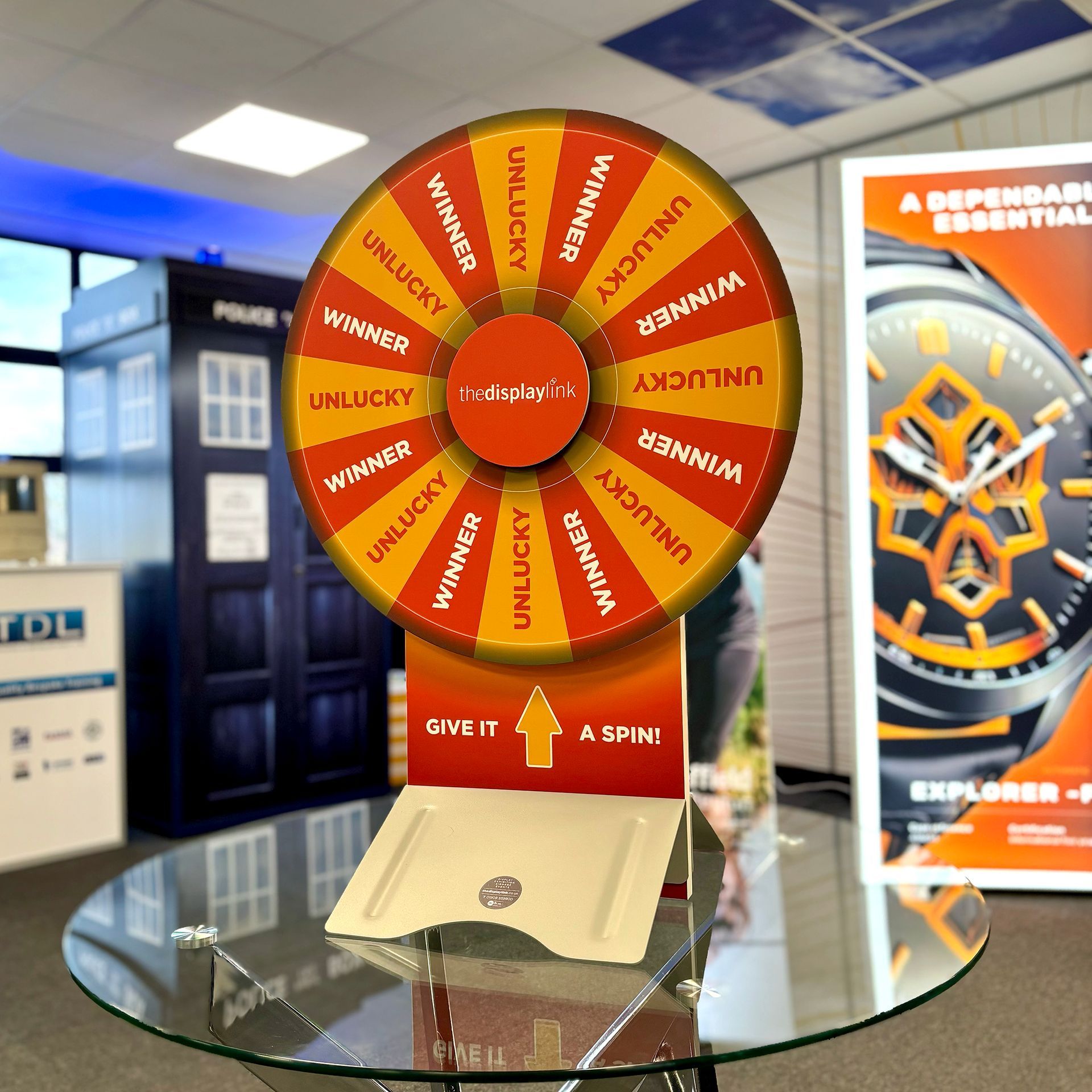 Table top counter promotional spinning wheel