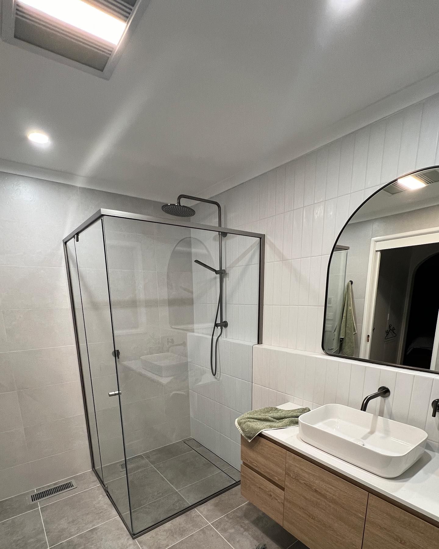 Modern Bathroom with Glass Shower — J & H Plumbing and Gas in Yass, ACT