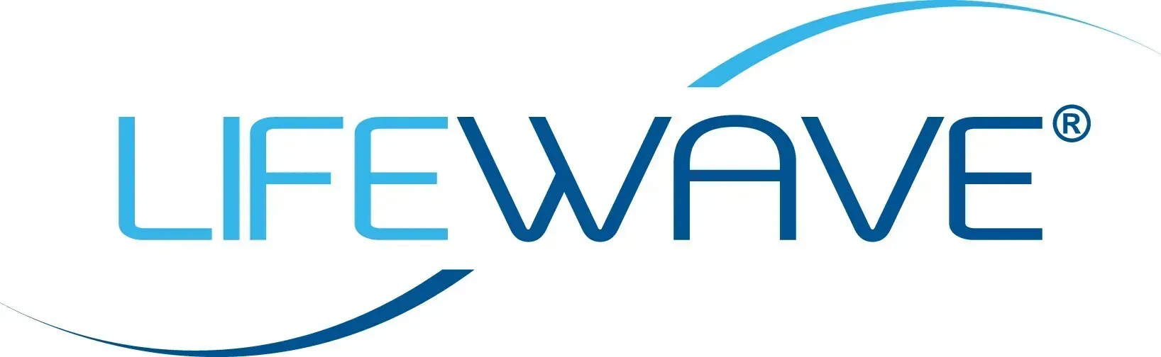 LIFEWAVE logo in blue text with a curved blue line beneath it on a white background