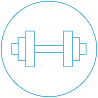 Light blue dumbbell icon inside a circle