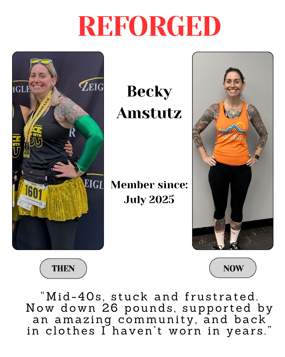Before-and-after weight loss collage with 