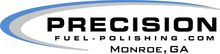 Logo for Precision Fuel Polishing: Blue and silver filter with fuel droplet, inside a hexagon.