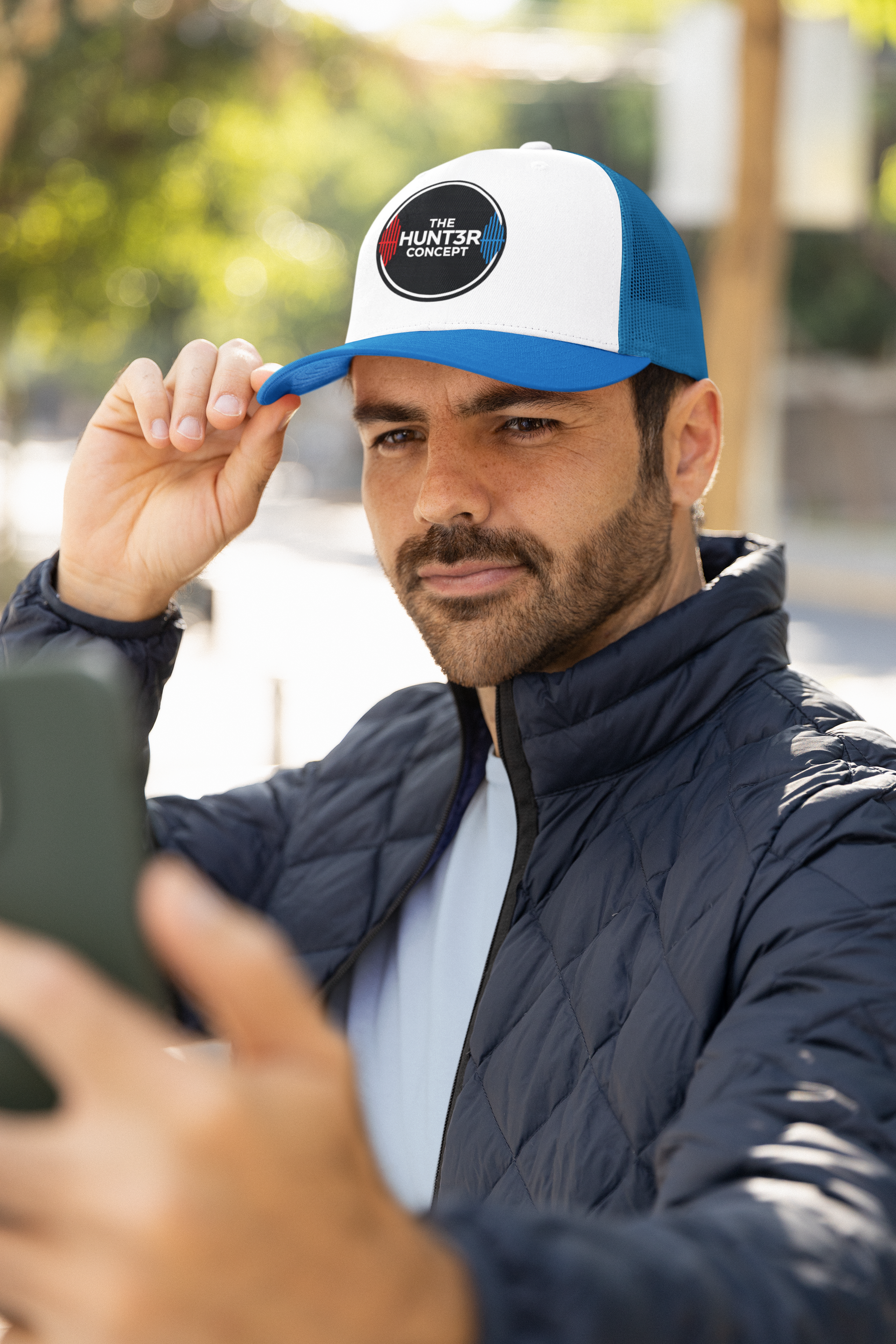 The Hunt3r Concept Trucker Hat- White with Blue