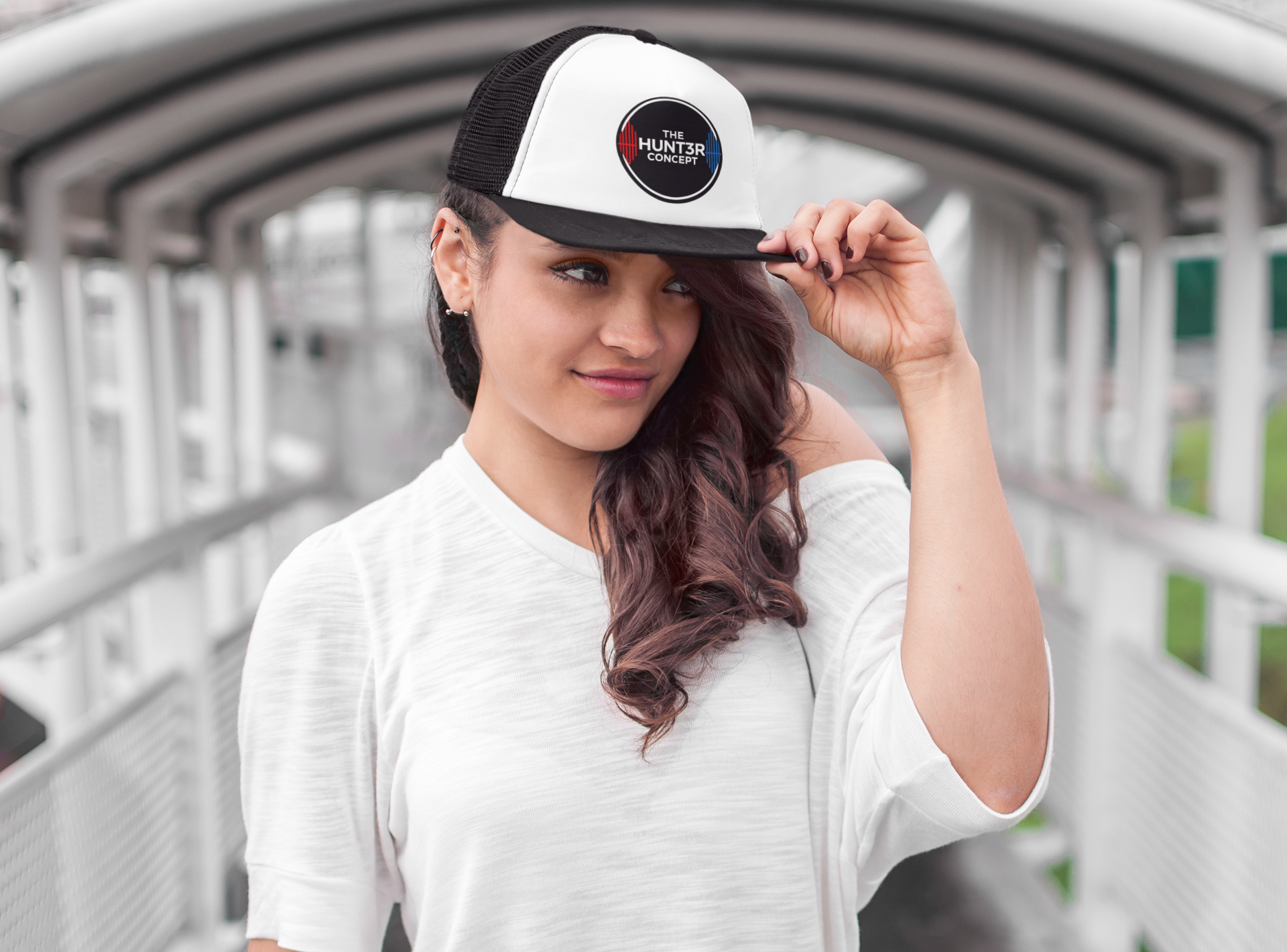 The Hunt3r Concept Trucker Hat- White with Black